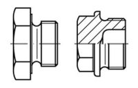 100 Stück, DIN 7604 Stahl Form C verschlussschrauben mit Bund und Ask., leichte Ausführung, mit zyl. Fein-Gew. - Abmessung: CM 8 x 1