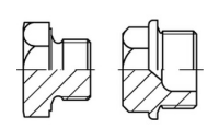 100 Stück, DIN 7604 Stahl Form A verschlussschrauben mit Bund und Ask., leichte Ausführung, mit zyl. Fein-Gew. - Abmessung: AM 10 x 1