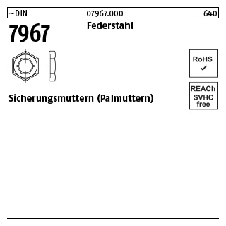 1000 Stück, ~DIN 7967 Federstahl Sicherungsmuttern (Palmuttern) - Abmessung: M 12