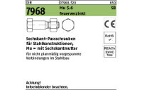 100 Stück, DIN 7968 Mu 5.6 SB feuerverzinkt Sechskant-Passschrauben für Stahlkonstruktionen, mit Sechskantmu. - Abmessung: M 12 x 45