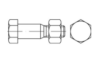 100 Stück, DIN 7968 Mu 5.6 SB feuerverzinkt Sechskant-Passschrauben für Stahlkonstruktionen, mit Sechskantmu. - Abmessung: M 12 x 50