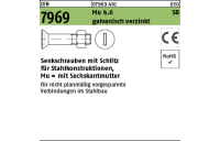 100 Stück, DIN 7969 Mu 4.6 SB galvanisch verzinkt Senkschrauben mit Schlitz für Stahlkonstruktionen, mit Sechskantmu. - Abmessung: M 12 x 30