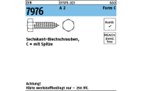 500 Stück, DIN 7976 A 2 Form C Sechskant-Blechschrauben, mit Spitze - Abmessung: C 3,9 x 22