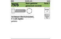 250 Stück, DIN 7976 Stahl, geh. Form F galvanisch verzinkt Sechskant-Blechschrauben, mit Zapfen - Abmessung: 4,8 x 22 -F