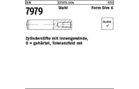 100 Stück, DIN 7979 Stahl Form D/m 6 Zylinderstifte mit Innengewinde, gehärtet, Toleranzfeld m6 - Abmessung: D 4 x 18