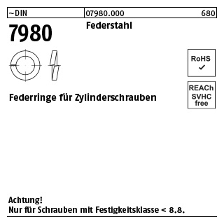 1000 Stück, ~DIN 7980 Federstahl Federringe für Zylinderschrauben - Abmessung: 3