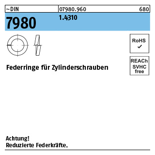 100 Stück, ~DIN 7980 1.4310 Federringe für Zylinderschrauben - Abmessung: 3