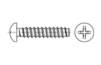 2000 Stück, DIN 7981 Stahl Form F galvanisch verzinkt Linsen-Blechschrauben mit Zapfen mit Phillips-Kreuzschlitz H - Abmessung: F 2,9 x 9,5-H