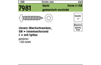 2000 Stück, ~DIN 7981 Stahl Form C-ISR galvanisch verzinkt Linsen-Blechschrauben mit Spitze, Innensechsrund - Abmessung: 2,9 x 13 -C-T10