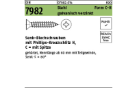 2000 Stück, DIN 7982 Stahl Form C-H galvanisch verzinkt Senk-Blechschrauben mit Spitze, mit Phillips-Kreuzschlitz H - Abmessung: C 2,2 x 6,5-H