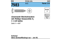 200 Stück, DIN 7983 A 2 Form C-H Linsensenk-Blechschrauben mit Spitze, mit Phillips-Kreuzschlitz H - Abmessung: C 4,2 x 60 -H