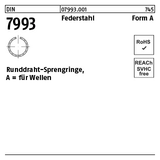 1000 Stück, DIN 7993 Federstahl Form A Runddraht-Sprengringe für Wellen - Abmessung: A 4