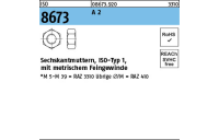 100 Stück, ISO 8673 A 2 Sechskantmuttern, ISO-Typ 1, mit metrischem Feingewinde - Abmessung: M 6 x 0,75