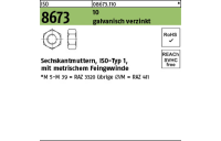 100 Stück, ISO 8673 10 galvanisch verzinkt Sechskantmuttern, ISO-Typ 1, mit metrischem Feingewinde - Abmessung: M 8 x 1