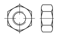 10 Stück, ISO 8673 Messing Sechskantmuttern, ISO-Typ 1, mit metrischem Feingewinde - Abmessung: M 20 x 1,5
