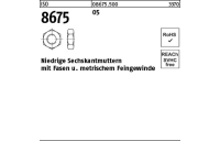 100 Stück, ISO 8675 05 Niedrige Sechskantmuttern mit Fasen und metrischem Feingewinde - Abmessung: M 12 x 1