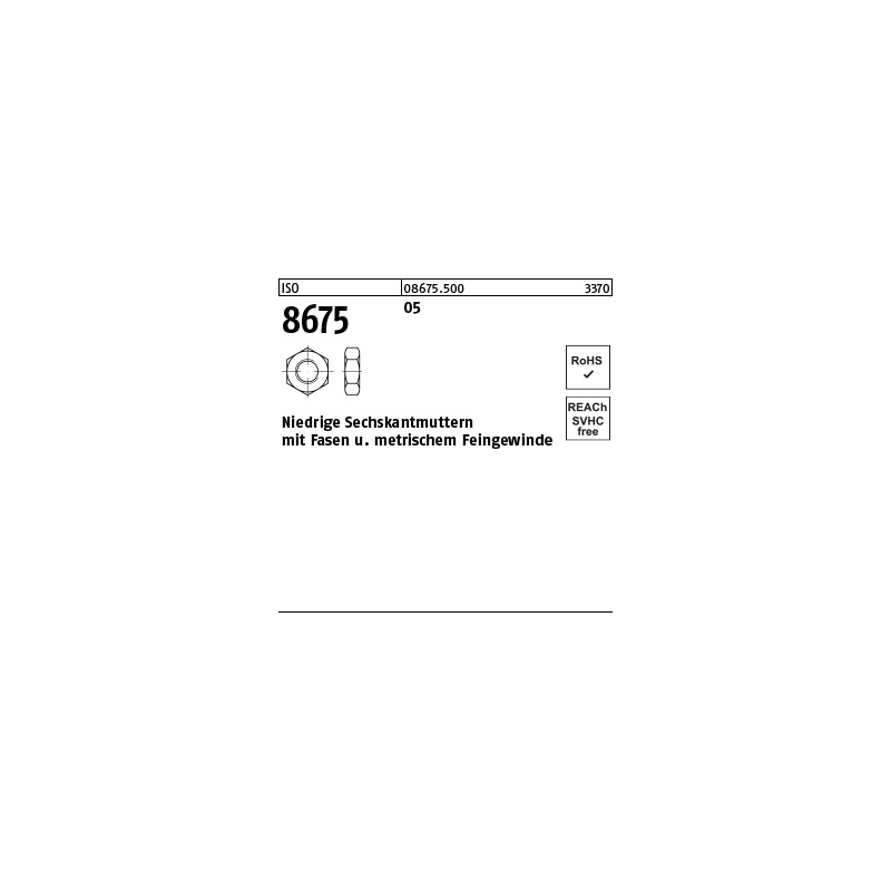 ISO 8675 Sechskantmu. mit Fasen St.05 M12x1,25 100 St.