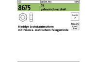 100 Stück, ISO 8675 05 galvanisch verzinkt Niedrige Sechskantmuttern mit Fasen und metrischem Feingewinde - Abmessung: M 20 x 1,5