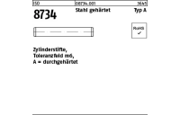 25 Stück, ISO 8734 Stahl gehärtet Typ A Zylinderstifte, Toleranzfeld m6, durchgehärtet - Abmessung: 20 m6 x 40