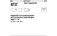 25 Stück, ISO 8737 Stahl ungehärtet Kegelstifte mit Gewindezapfen und konstanten Zapfenlängen, Kegel 1: 50 - Abmessung: 5 x 40