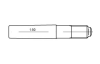 25 Stück, ISO 8737 Stahl ungehärtet Kegelstifte mit Gewindezapfen und konstanten Zapfenlängen, Kegel 1: 50 - Abmessung: 5 x 40