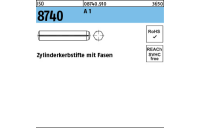 100 Stück, ISO 8740 A 1 Zylinderkerbstifte mit Fasen - Abmessung: 8 x 25