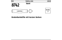 250 Stück, ISO 8742 Stahl Knebelkerbstifte mit kurzen Kerben - Abmessung: 1,5 x 8