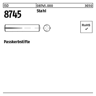 250 Stück, ISO 8745 Stahl Passkerbstifte - Abmessung: 1,5 x 6