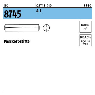 100 Stück, ISO 8745 A 1 Passkerbstifte - Abmessung: 1,5 x 8