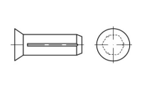 500 Stück, ISO 8747 Stahl Form A Senkkerbnägel, mit Fase - Abmessung: 2 x 8