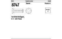 500 Stück, ISO 8747 Stahl Form A Senkkerbnägel, mit Fase - Abmessung: 3 x 10