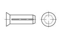 500 Stück, ISO 8747 Stahl Form A Senkkerbnägel, mit Fase - Abmessung: 4 x 12