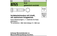 50 Stück, ISO 8765 10.9 galvanisch verzinkt Sechskantschrauben mit Schaft, mit metrischem Feingewinde - Abmessung: M 14 x1,5 x100
