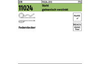 200 Stück, DIN 11024 Stahl galvanisch verzinkt Federstecker - Abmessung: 2,5/ 9 -11,2