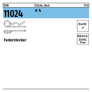 25 Stück, DIN 11024 A 4 Federstecker - Abmessung: 2,5/ 9 -11,2