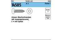 1000 Stück, ISO 14585 A 2 Form C - ISR Flachkopf-Blechschrauben mit Spitze, mit Innensechsrund - Abmessung: 2,9 x 6,5 -C