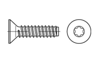 1000 Stück, ISO 14586 Stahl, geh. Form F galvanisch verzinkt Senk-Blechschrauben, mit Zapfen, mit Innensechsrund - Abmessung: 2,9 x 6,5 -F