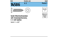 1000 Stück, ISO 14586 A 2 Form C- ISR Senk-Blechschrauben, mit Spitze, mit Innensechsrund - Abmessung: 2,9 x 22 -C