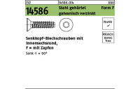 500 Stück, ISO 14586 Stahl, geh. Form F galvanisch verzinkt Senk-Blechschrauben, mit Zapfen, mit Innensechsrund - Abmessung: 6,3 x 22 -F