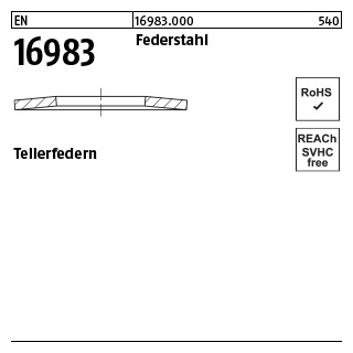 200 Stück, EN 16983 Federstahl Tellerfedern - Abmessung: 8 x 3,2x0,4