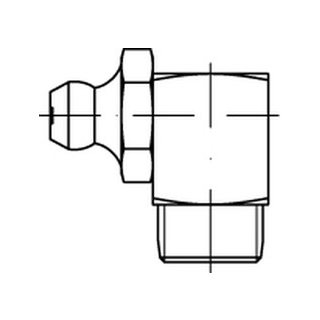 DIN 71412 5.8 Form C-M galvanisch verzinkt Kegelschmiernippel, kurz, mit Sechskant oder Vierkant, Kegelkopf 90°, Kegelgew. - Abmessung: CM 8 x 1 SW 9  VE = 100 Stück
