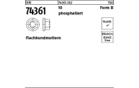 100 Stück, DIN 74361 10 Form B phosphatiert Flachbundmuttern - Abmessung: M14 x 1,5 SW19