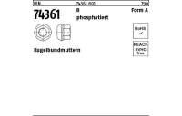 100 Stück, DIN 74361 8 Form A phosphatiert Kugelbundmuttern - Abmessung: AM 14x1,5 SW19