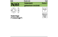 100 Stück, DIN 74361 Federstahl Form C galvanisch verzinkt Federringe (Limesringe) - Abmessung: C 14,5