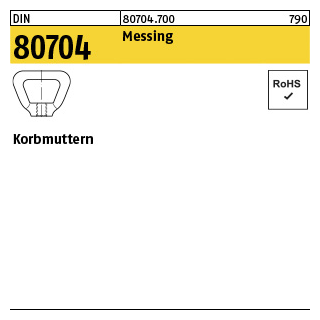 10 Stück, DIN 80704 Messing Korbmuttern - Abmessung: M 6