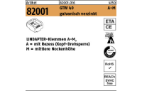 1 Stück, Artikel 82001 GTW 40 A-M galvanisch verzinkt LINDAPTER-Klemmen A-M mit Rezess (Kopf-Drehsperre), mittlere Nockenhöhe - Abmessung: MM 8 / 4,0**
