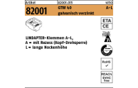 1 Stück, Artikel 82001 GTW 40 A-L galvanisch verzinkt LINDAPTER-Klemmen A-L mit Rezess (Kopf-Drehsperre), lange Nockenhöhe - Abmessung: LM 10 / 7,0**