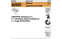 1 Stück, Artikel 82001 GTW 40 A-L galvanisch verzinkt LINDAPTER-Klemmen A-L mit Rezess (Kopf-Drehsperre), lange Nockenhöhe - Abmessung: LM 12 / 9,5