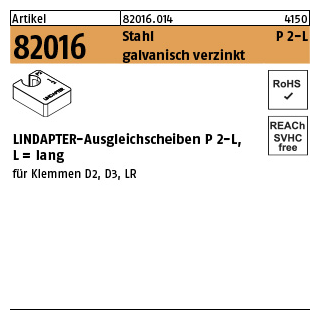1 Stück, Artikel 82016 Stahl P 2-L galvanisch verzinkt LINDAPTER-Ausgleichsscheiben P 2-L, lang - Abmessung: M 12 / 12,0