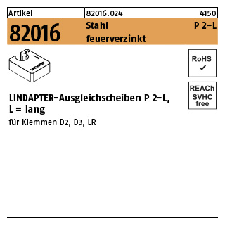 1 Stück, Artikel 82016 Stahl P 2-L feuerverzinkt LINDAPTER-Ausgleichsscheiben P 2-L, lang - Abmessung: M 12 / 12,0